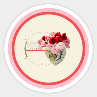 half and half red with flowers Sticker